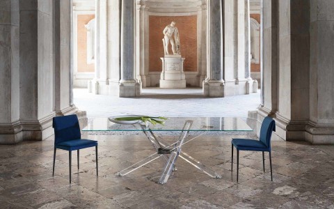 RIFLESSI TAVOLO SHANGAI LIMITED EDITION SEDIE MAVI